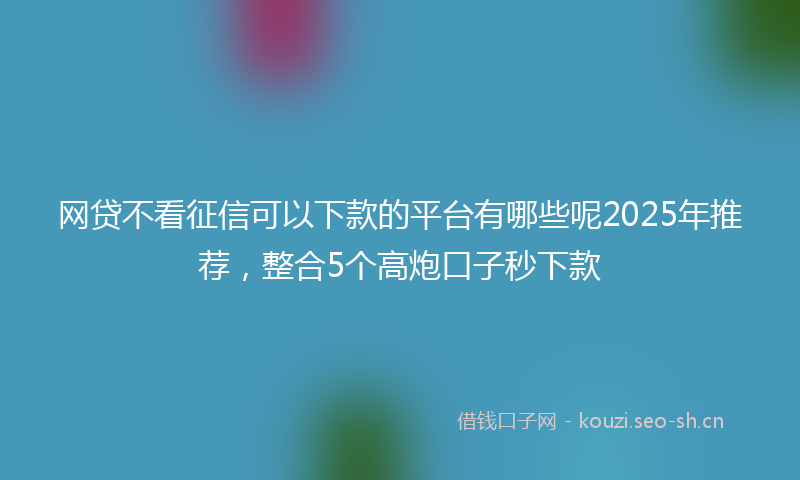 网贷不看征信可以下款的平台有哪些呢2025年推荐，整合5个高炮口子秒下款