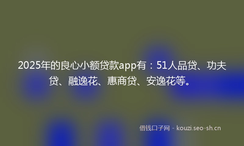 2025年的良心小额贷款app有：51人品贷、功夫贷、融逸花、惠商贷、安逸花等。