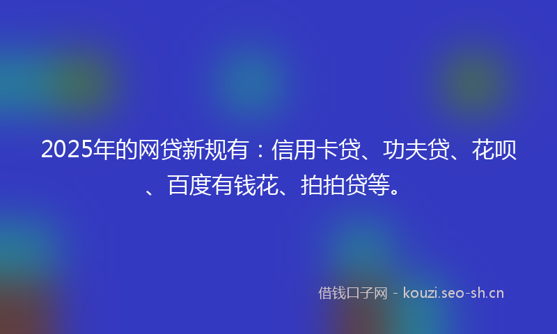 2025年的网贷新规有：信用卡贷、功夫贷、花呗、百度有钱花、拍拍贷等。