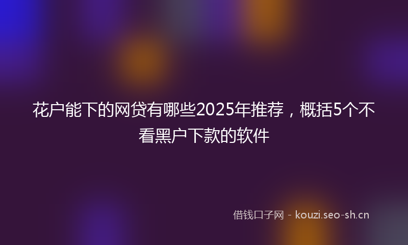 花户能下的网贷有哪些2025年推荐，概括5个不看黑户下款的软件