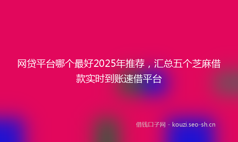 网贷平台哪个最好2025年推荐，汇总五个芝麻借款实时到账速借平台