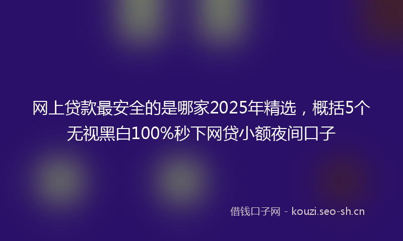 网上贷款最安全的是哪家2025年精选，概括5个无视黑白100%秒下网贷小额夜间口子