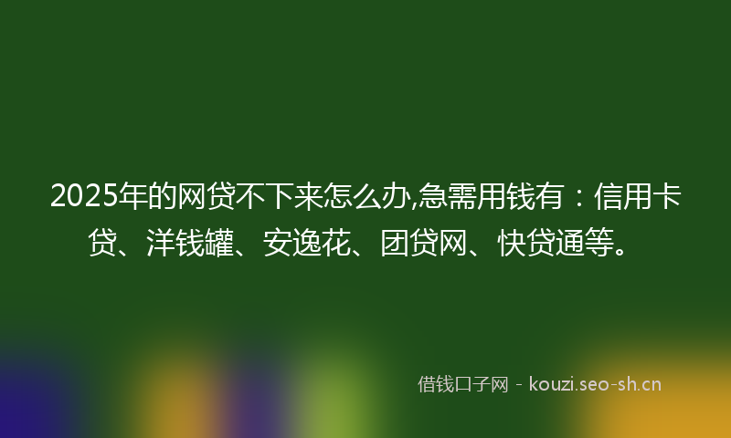 2025年的网贷不下来怎么办,急需用钱有：信用卡贷、洋钱罐、安逸花、团贷网、快贷通等。