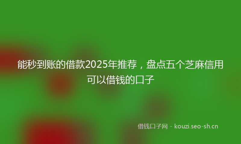 能秒到账的借款2025年推荐，盘点五个芝麻信用可以借钱的口子