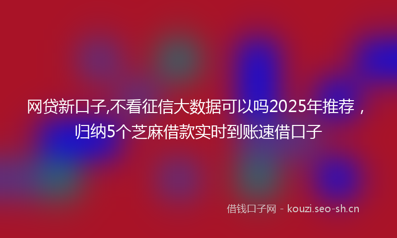 网贷新口子,不看征信大数据可以吗2025年推荐,归纳5个芝麻借款实时到账速借口子