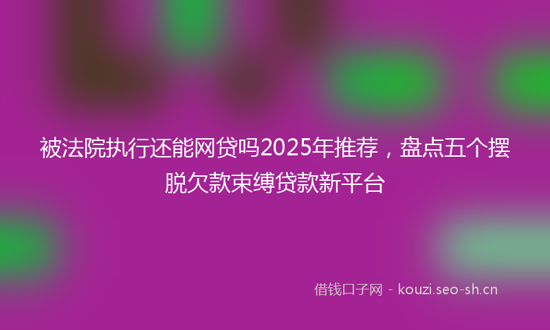 被法院执行还能网贷吗2025年推荐，盘点五个摆脱欠款束缚贷款新平台