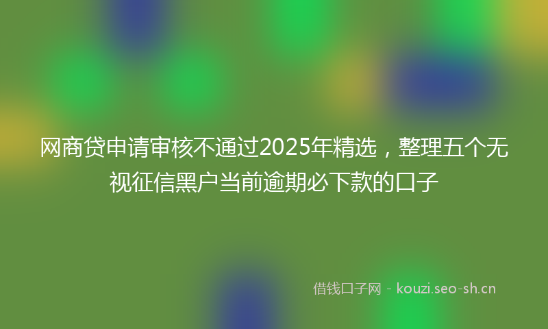 网商贷申请审核不通过2025年精选，整理五个无视征信黑户当前逾期必下款的口子