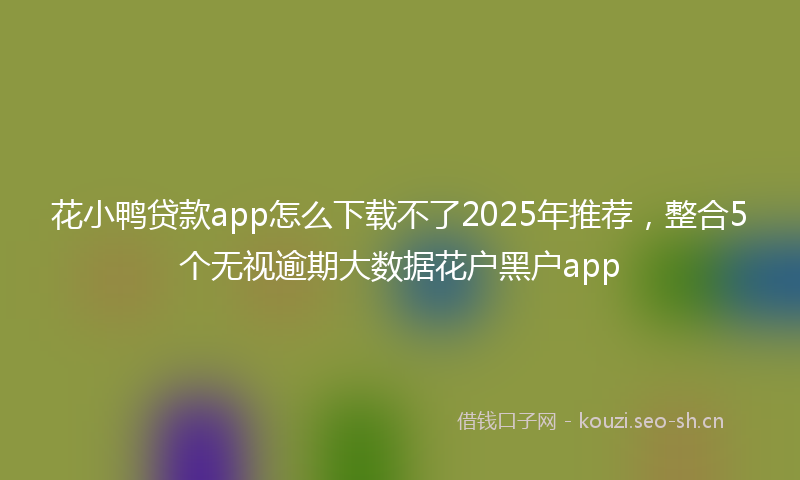 花小鸭贷款app怎么下载不了2025年推荐，整合5个无视逾期大数据花户黑户app