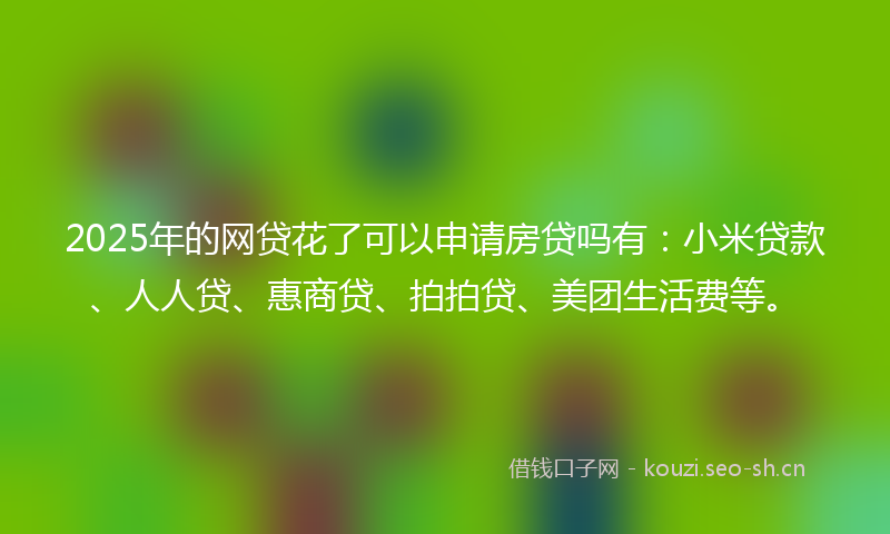 2025年的网贷花了可以申请房贷吗有：小米贷款、人人贷、惠商贷、拍拍贷、美团生活费等。