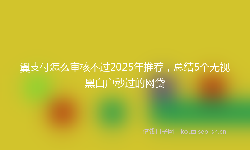翼支付怎么审核不过2025年推荐，总结5个无视黑白户秒过的网贷