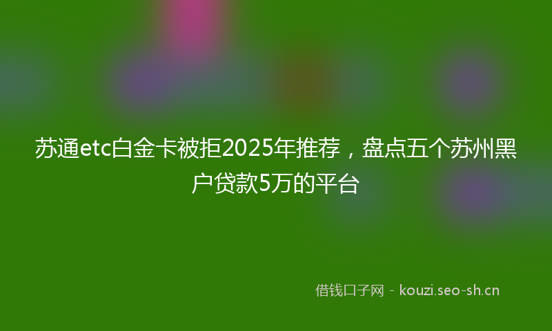 苏通etc白金卡被拒2025年推荐，盘点五个苏州黑户贷款5万的平台