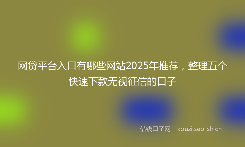 网贷平台入口有哪些网站2025年推荐，整理五个快速下款无视征信的口子