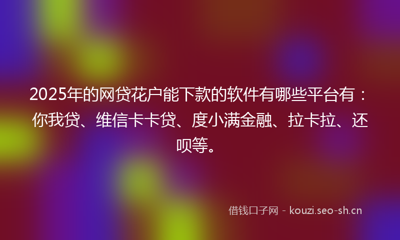 2025年的网贷花户能下款的软件有哪些平台有：你我贷、维信卡卡贷、度小满金融、拉卡拉、还呗等。