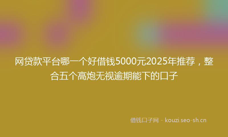 网贷款平台哪一个好借钱5000元2025年推荐,整合五个高炮无视逾期能下的口子
