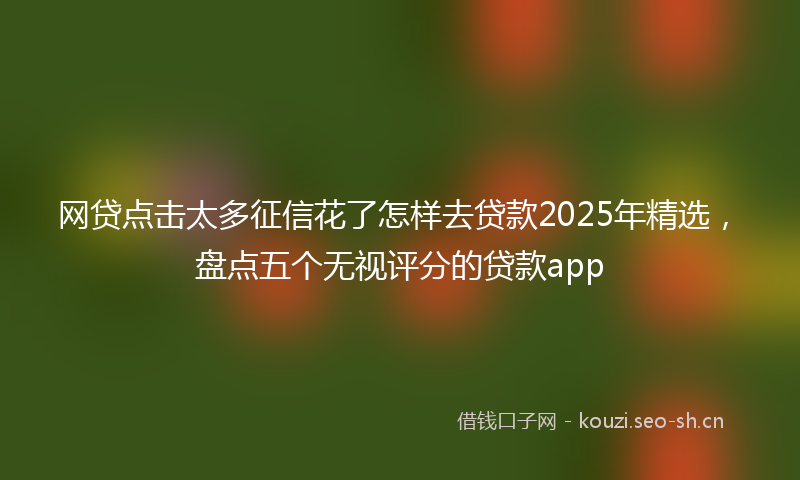 网贷点击太多征信花了怎样去贷款2025年精选，盘点五个无视评分的贷款app