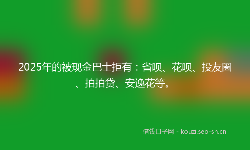 2025年的被现金巴士拒有：省呗、花呗、投友圈、拍拍贷、安逸花等。
