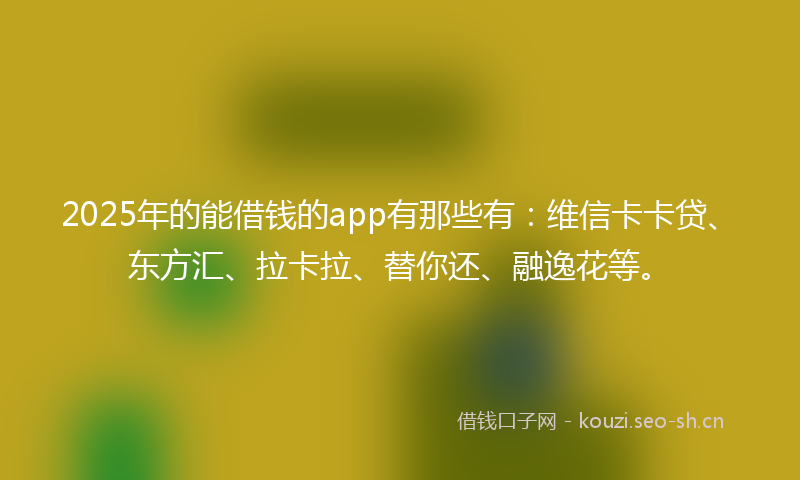 2025年的能借钱的app有那些有：维信卡卡贷、东方汇、拉卡拉、替你还、融逸花等。