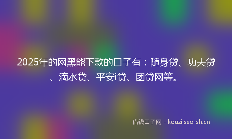 2025年的网黑能下款的口子有：随身贷、功夫贷、滴水贷、平安i贷、团贷网等。