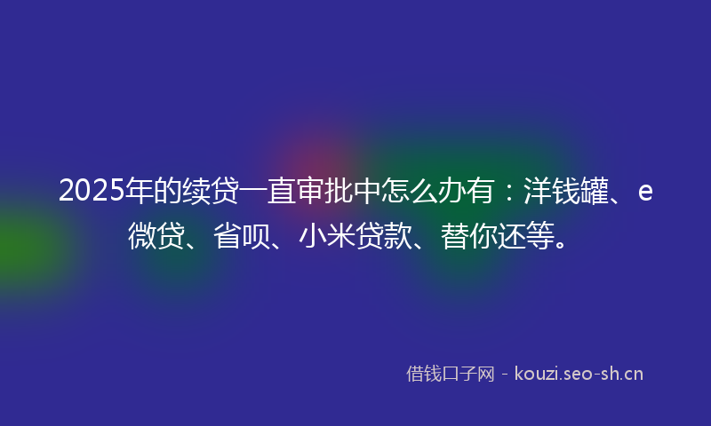 2025年的续贷一直审批中怎么办有：洋钱罐、e微贷、省呗、小米贷款、替你还等。
