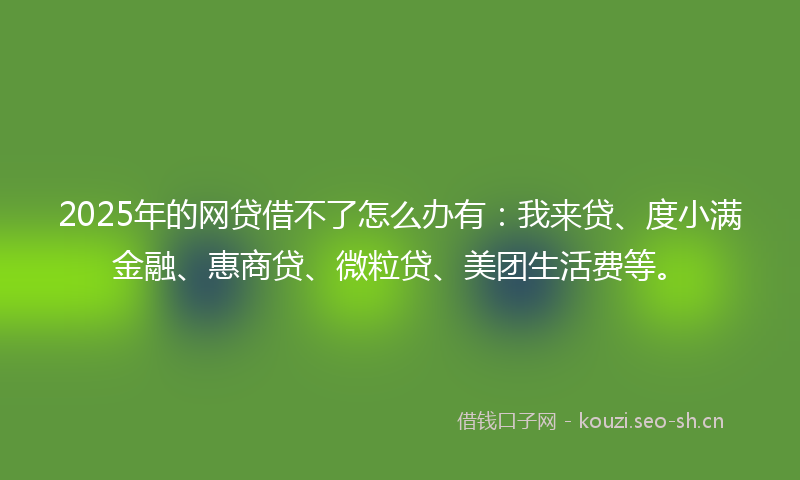 2025年的网贷借不了怎么办有：我来贷、度小满金融、惠商贷、微粒贷、美团生活费等。