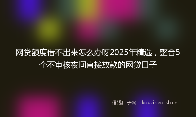网贷额度借不出来怎么办呀2025年精选，整合5个不审核夜间直接放款的网贷口子