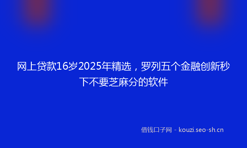网上贷款16岁2025年精选，罗列五个金融创新秒下不要芝麻分的软件