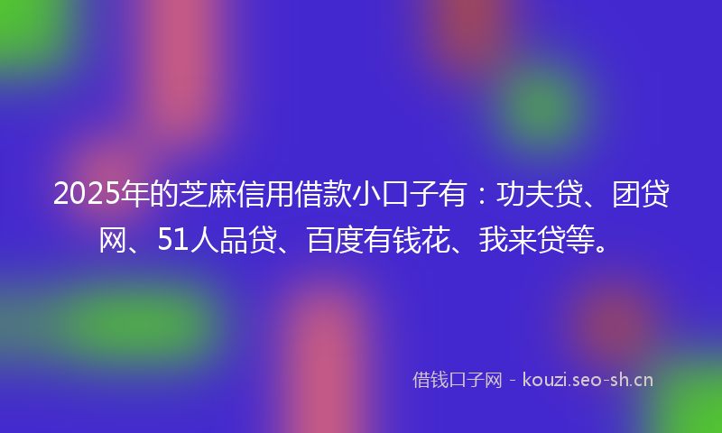 2025年的芝麻信用借款小口子有：功夫贷、团贷网、51人品贷、百度有钱花、我来贷等。