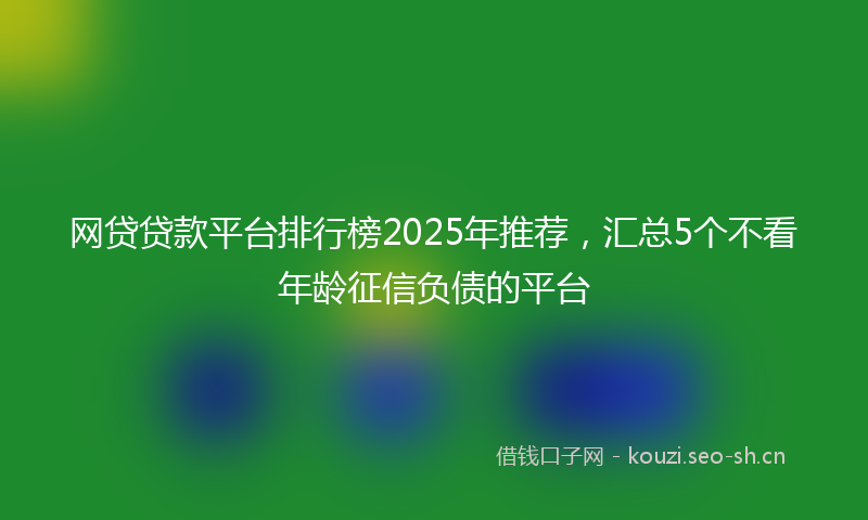 网贷贷款平台排行榜2025年推荐，汇总5个不看年龄征信负债的平台