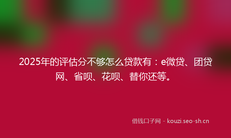 2025年的评估分不够怎么贷款有：e微贷、团贷网、省呗、花呗、替你还等。