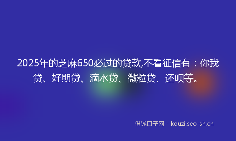 2025年的芝麻650必过的贷款,不看征信有：你我贷、好期贷、滴水贷、微粒贷、还呗等。