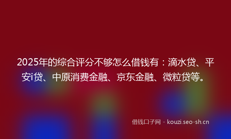 2025年的综合评分不够怎么借钱有：滴水贷、平安i贷、中原消费金融、京东金融、微粒贷等。