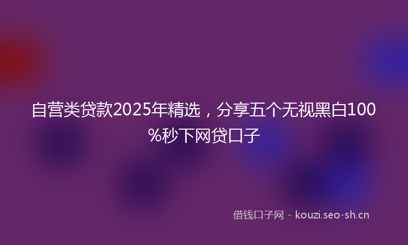 自营类贷款2025年精选，分享五个无视黑白100%秒下网贷口子