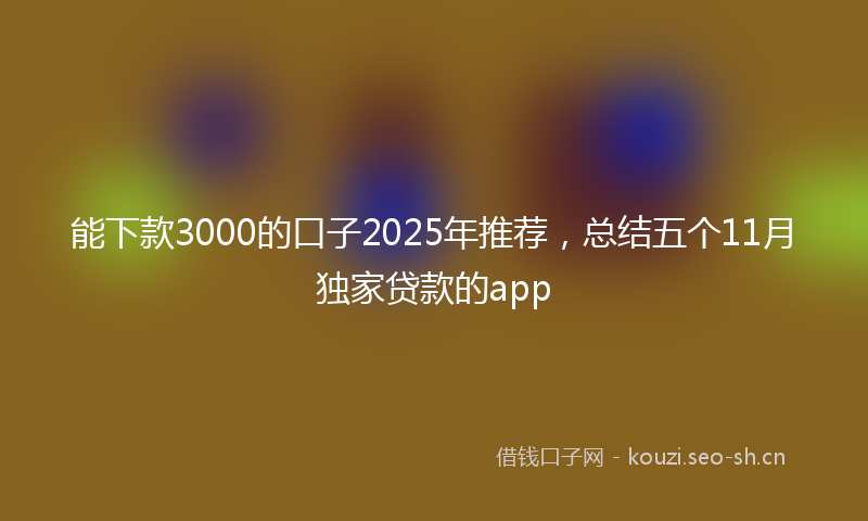 能下款3000的口子2025年推荐，总结五个11月独家贷款的app