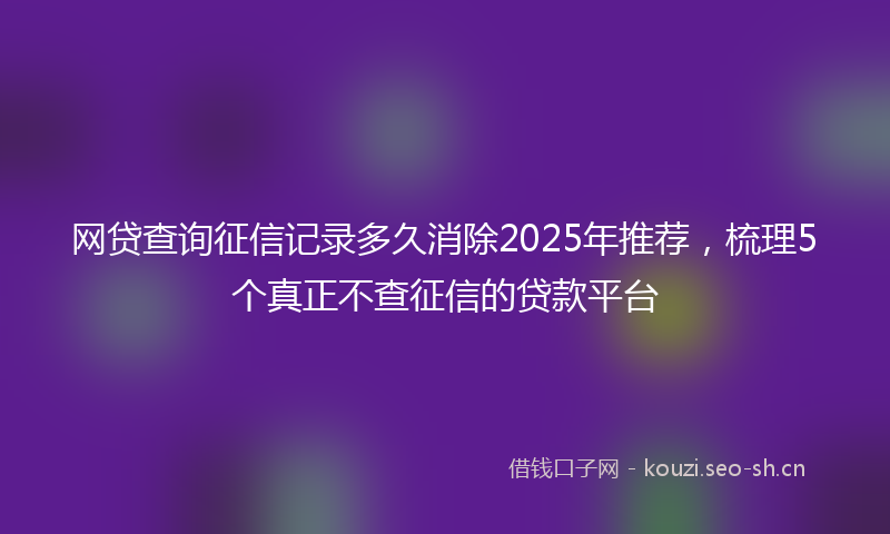 网贷查询征信记录多久消除2025年推荐，梳理5个真正不查征信的贷款平台
