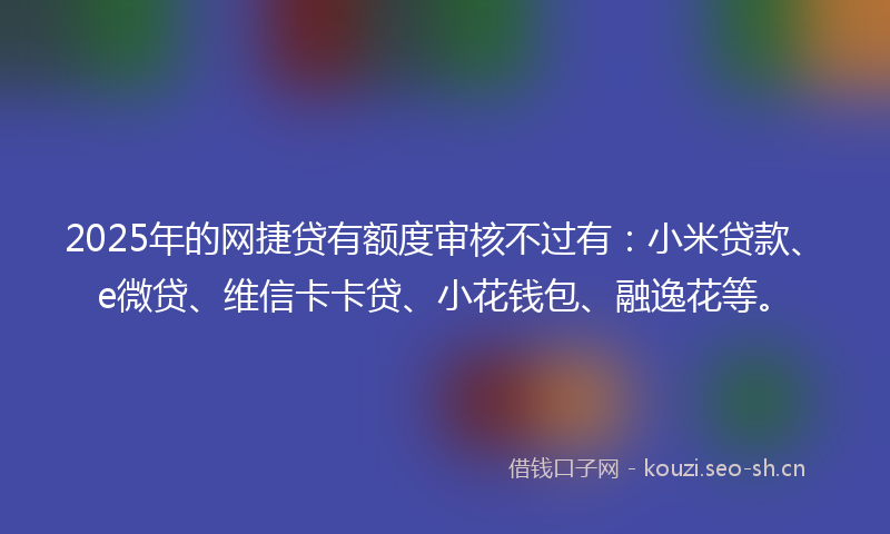 2025年的网捷贷有额度审核不过有：小米贷款、e微贷、维信卡卡贷、小花钱包、融逸花等。