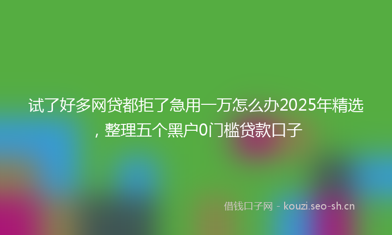 试了好多网贷都拒了急用一万怎么办2025年精选，整理五个黑户0门槛贷款口子