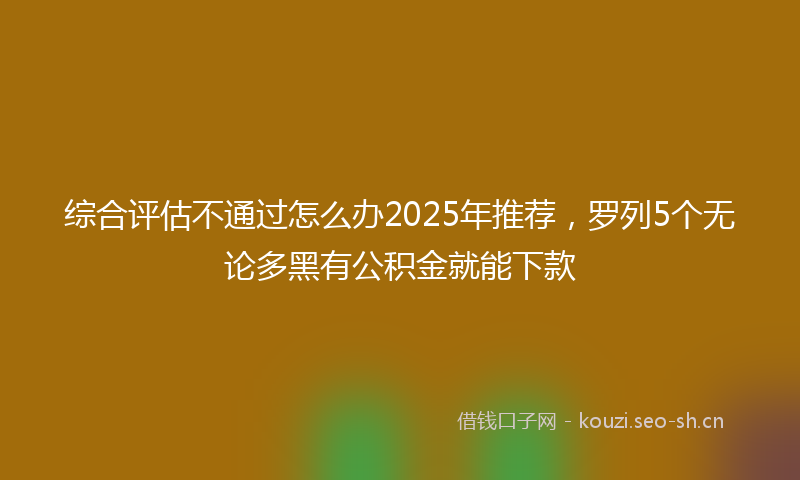 综合评估不通过怎么办2025年推荐，罗列5个无论多黑有公积金就能下款