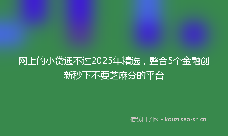 网上的小贷通不过2025年精选，整合5个金融创新秒下不要芝麻分的平台