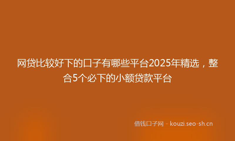 网贷比较好下的口子有哪些平台2025年精选，整合5个必下的小额贷款平台