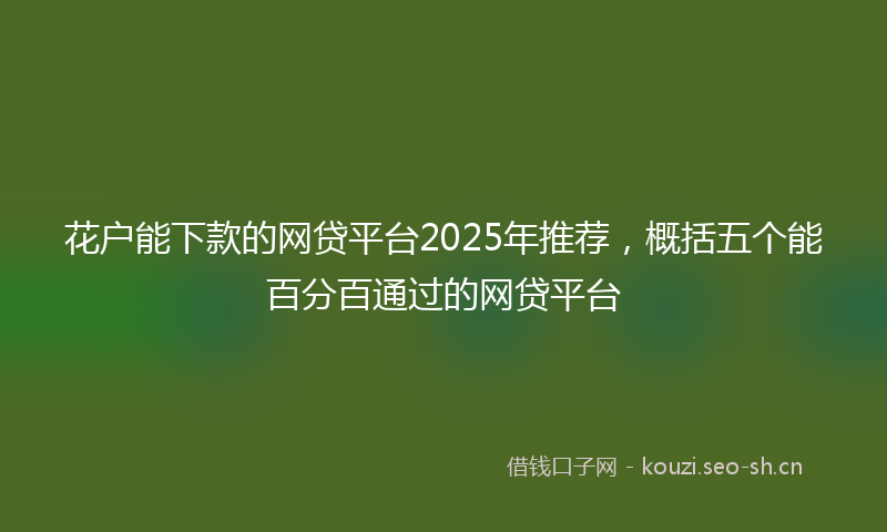 花户能下款的网贷平台2025年推荐，概括五个能百分百通过的网贷平台
