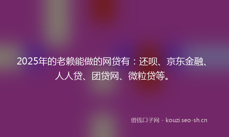 2025年的老赖能做的网贷有：还呗、京东金融、人人贷、团贷网、微粒贷等。