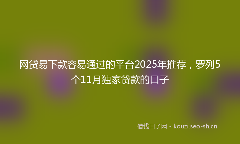 网贷易下款容易通过的平台2025年推荐，罗列5个11月独家贷款的口子