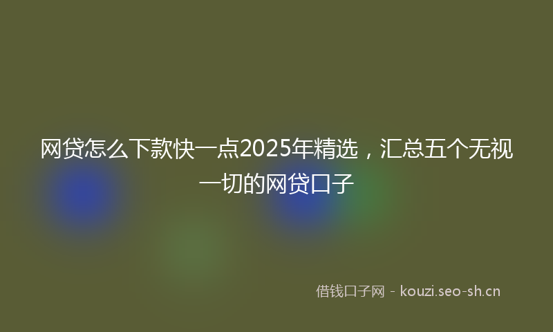 网贷怎么下款快一点2025年精选，汇总五个无视一切的网贷口子