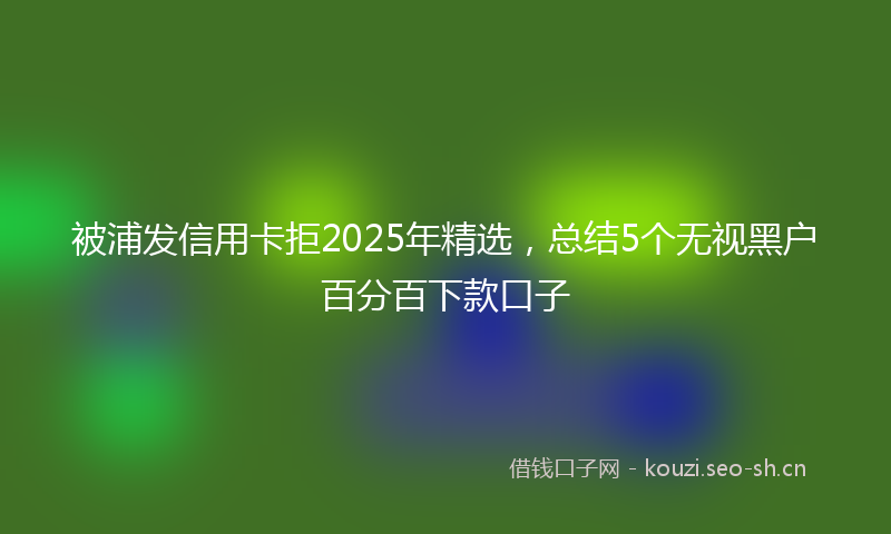 被浦发信用卡拒2025年精选，总结5个无视黑户百分百下款口子