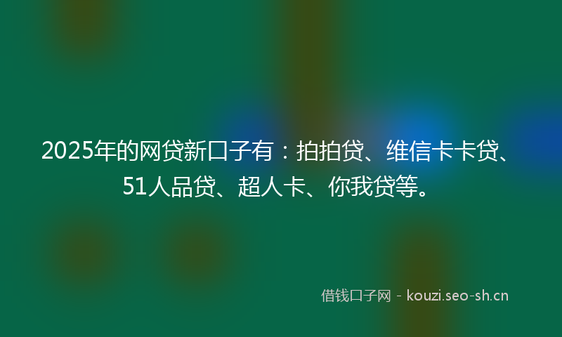 2025年的网贷新口子有：拍拍贷、维信卡卡贷、51人品贷、超人卡、你我贷等。
