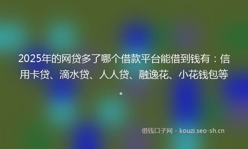 2025年的网贷多了哪个借款平台能借到钱有:信用卡贷、滴水贷、人人贷、融逸花、小花钱包等。