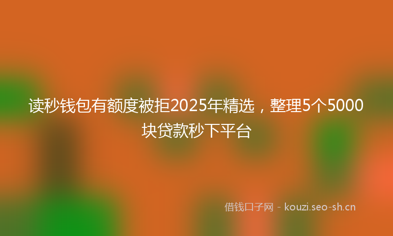 读秒钱包有额度被拒2025年精选，整理5个5000块贷款秒下平台