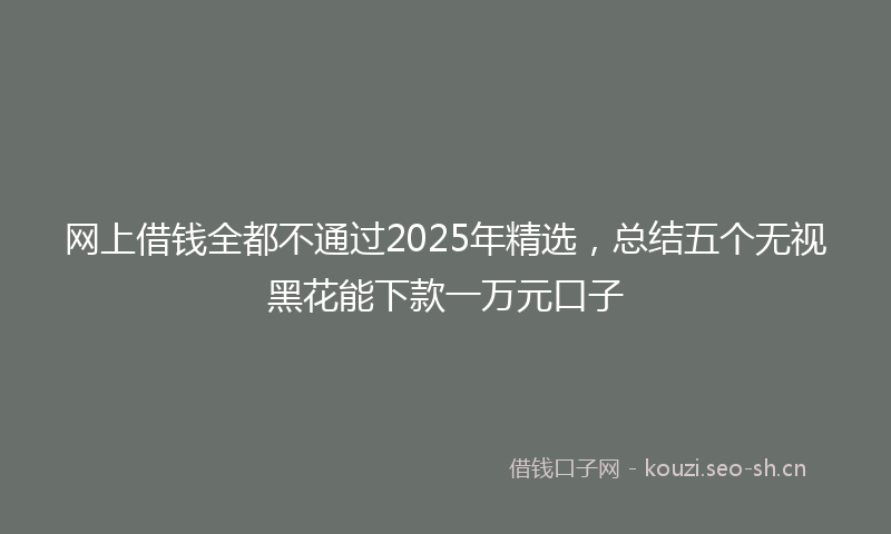 网上借钱全都不通过2025年精选，总结五个无视黑花能下款一万元口子