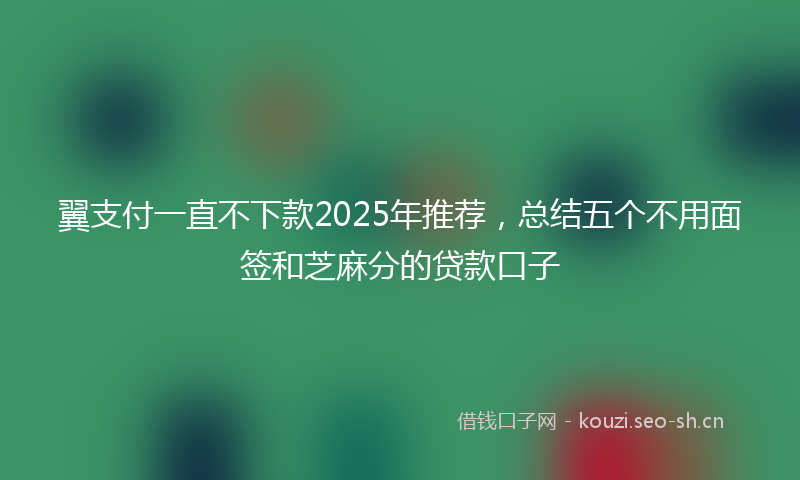 翼支付一直不下款2025年推荐，总结五个不用面签和芝麻分的贷款口子