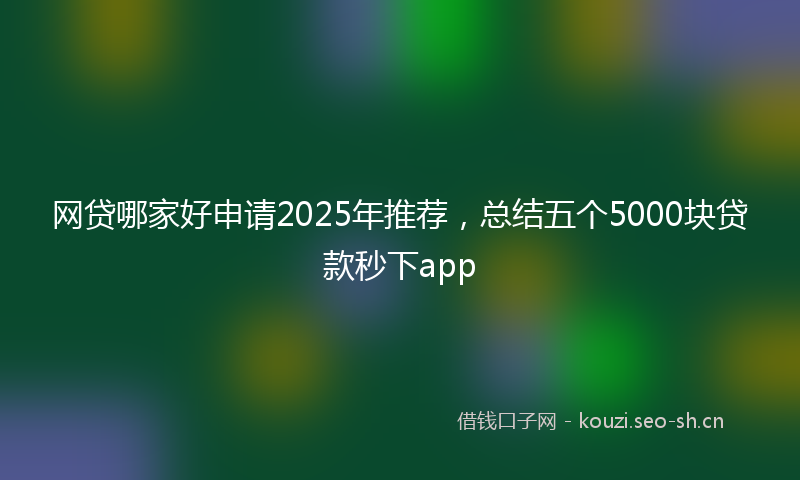 网贷哪家好申请2025年推荐，总结五个5000块贷款秒下app